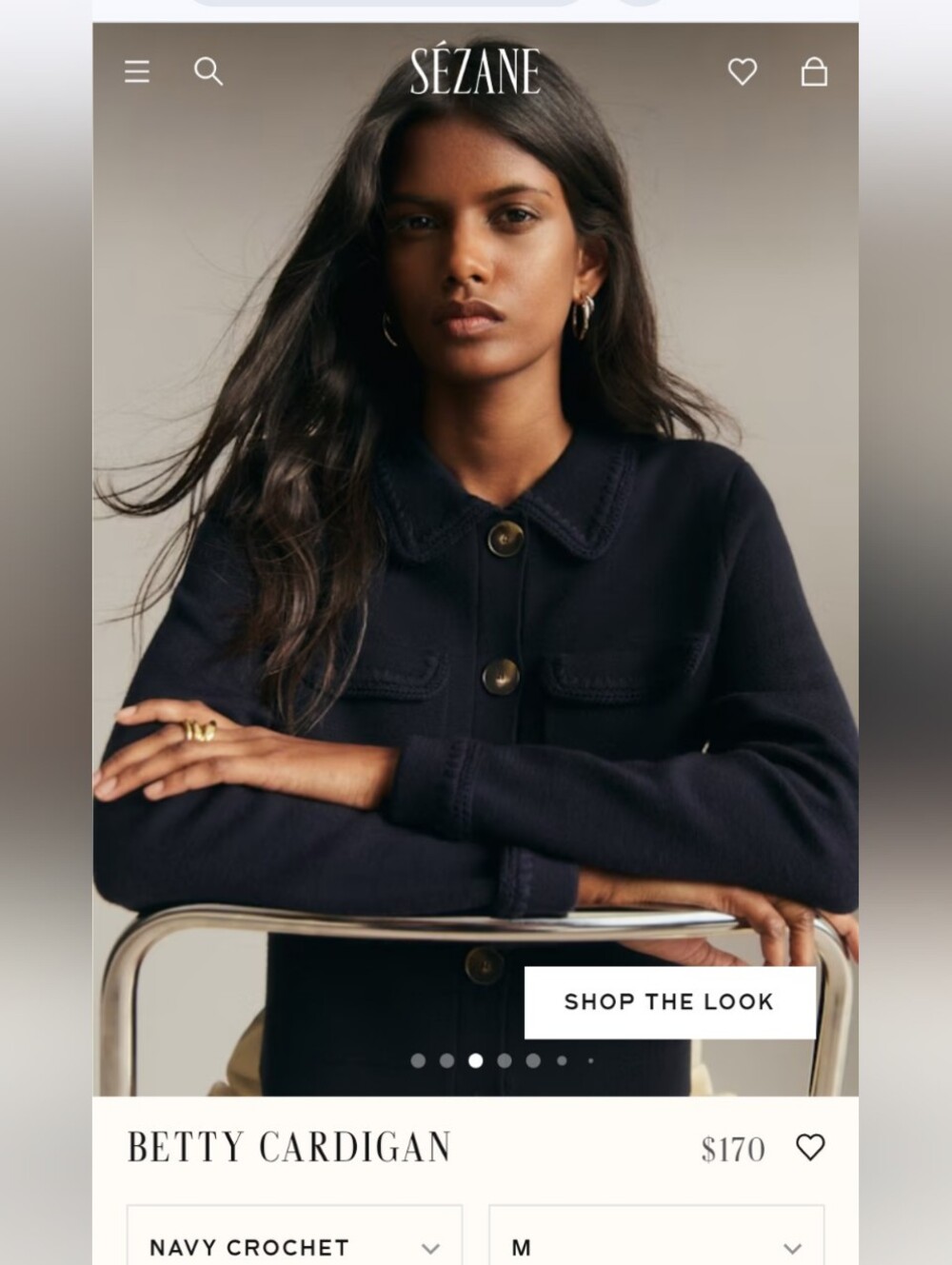 Sezane Betty Cardigan in Navy Crochet